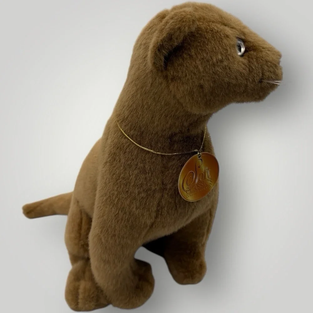 Toys R Us Soft Classics Vintage Brown Cat Plush Stuffed‎ Animal Realistic 13